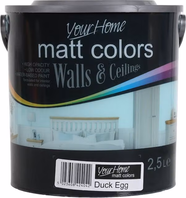 Your Home Matt Emulsion Duck Egg Blue Water Based Low Emission Dispersion 2.5 l