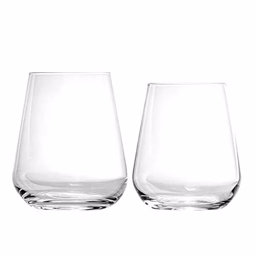 Bormioli Rocco Inalto Uno Transparent Glass Water Tumbler and Stemless Wine Glass 12-Piece Set – 1