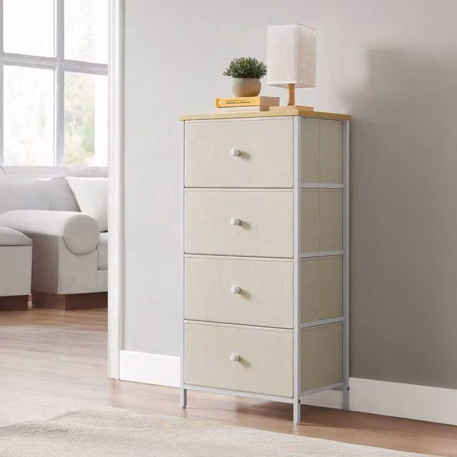 SONGMICS Fabric Chest of Drawers with 4 Drawers in Beige