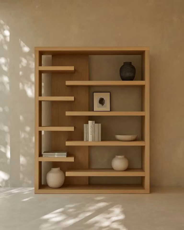 Tommy Franks Fiocchi Book Shelf in Ash Oak Brown, H 200.0 x W 160.0 x D 35.0 cm