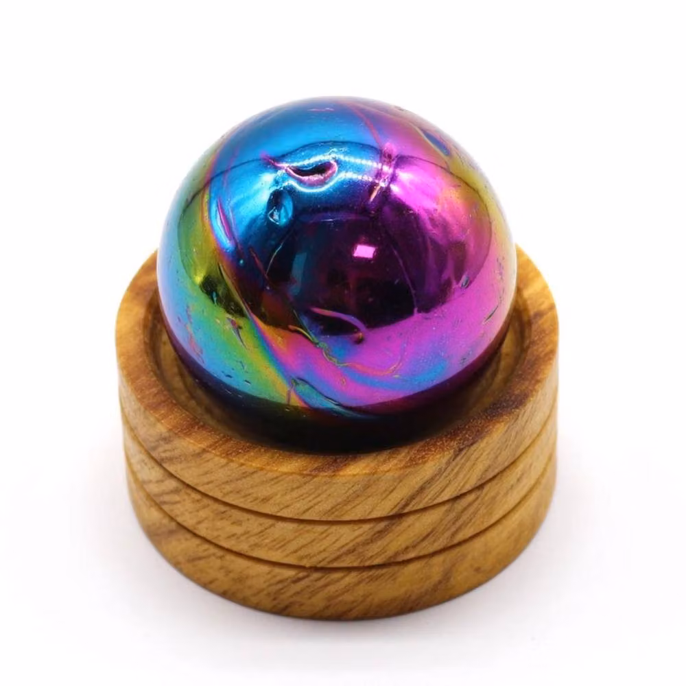 KDMD Amethyst Aura Multicolour Gemstone Sphere with Stand for Tabletop Decor – 3