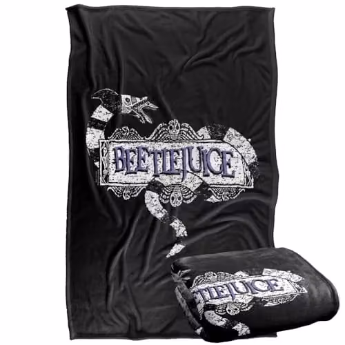 Warner Bros. Beetlejuice Logo Super Soft Fleece Throw Blanket, Multicolour