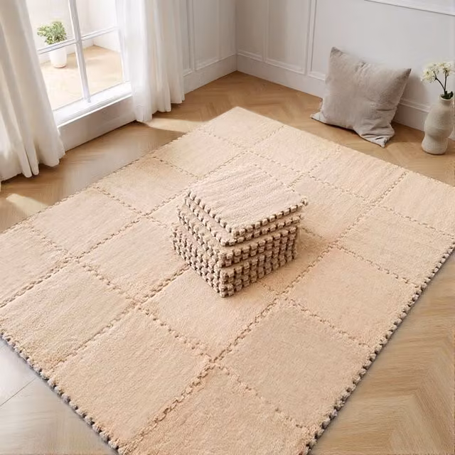 Lifeideas 12 Piece Plush Interlocking Foam Mats in Brown and Beige