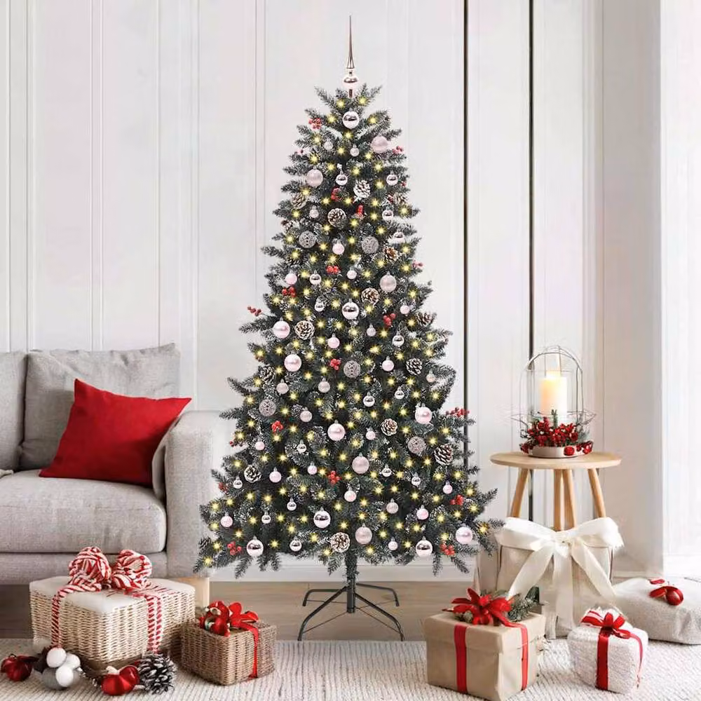 Berkfield Home Modern Artificial Christmas Tree with 300 LEDs, Green, W/D/H: 99 x 99 x 180 cm – 2