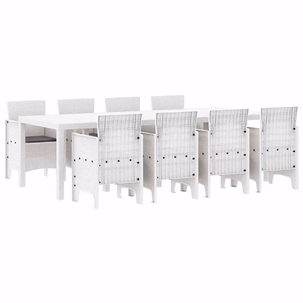 Berkfield Home White Rattan Full Garden Dining Set of 9 – 2