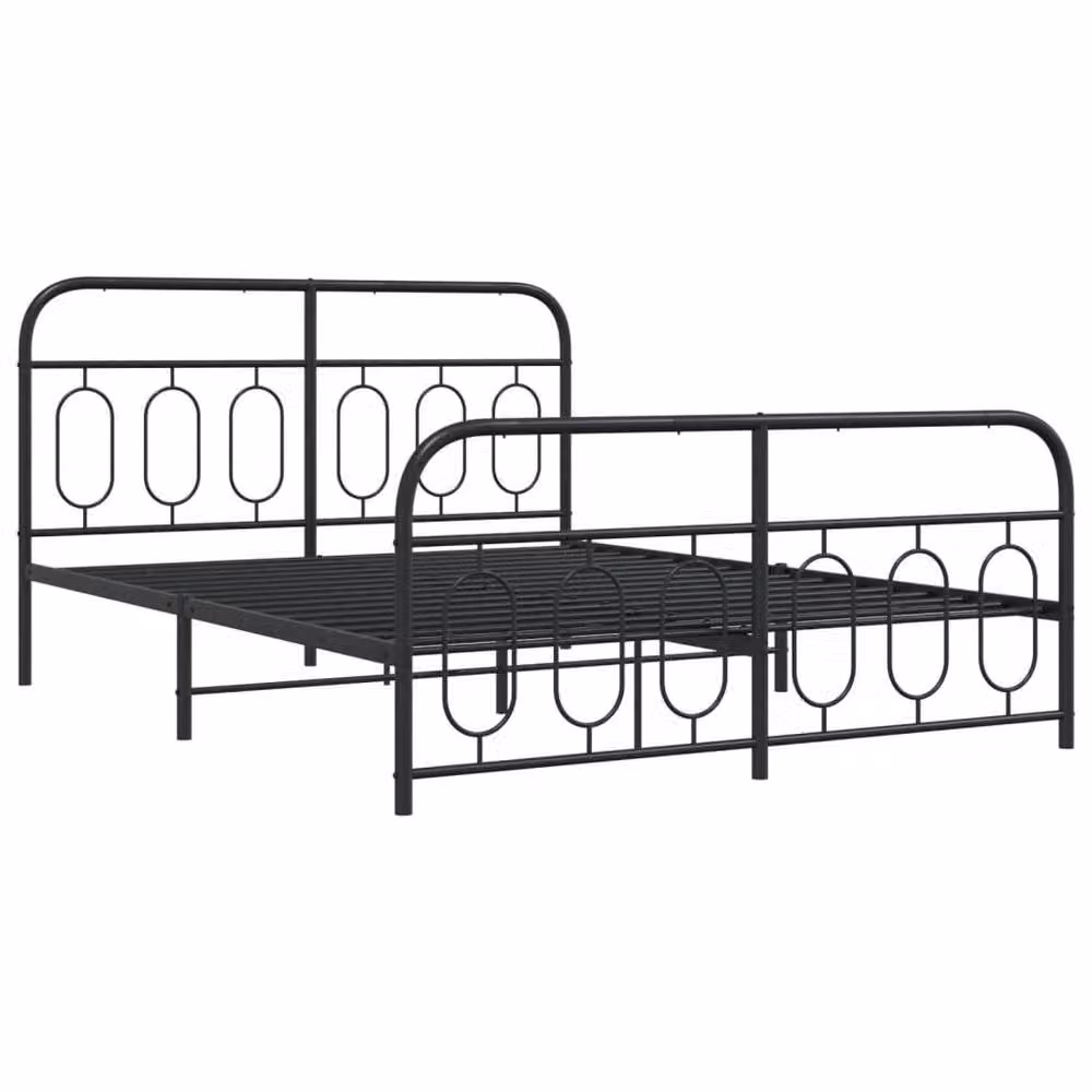 Berkfield Home Metal Bed Frame with Footboard, Black, W/D/H: 140 x 190 cm – 3