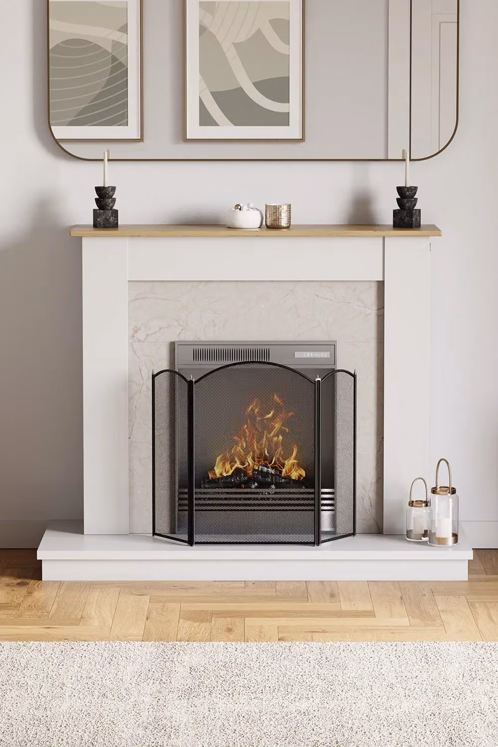 Home Discount Fire Vida Selby 3 Panel Fireplace Guard in Black – 2