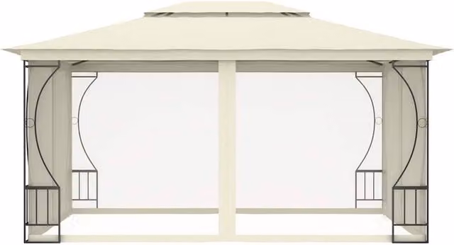 Berkfield Home Gazebo with Nets, Beige, W/D/H: 300 x 400 x 265 cm – 1