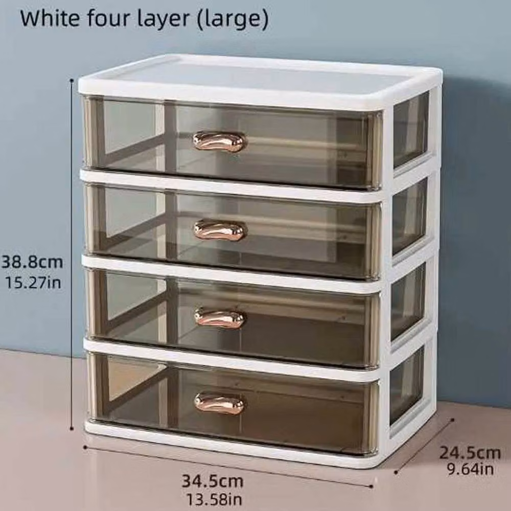 Kelvenix Multi-Compartment Desktop Storage Box in White and Transparent for Home, Office or School – 2