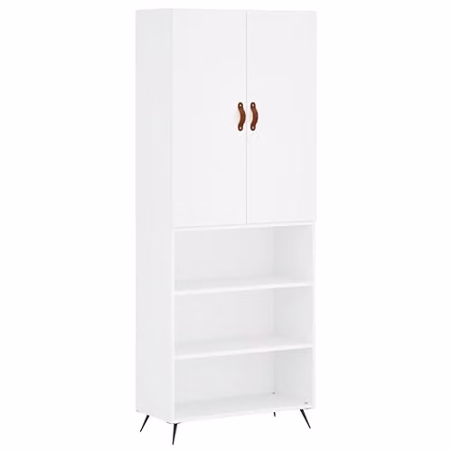 vidaXL Modern White Highboard with Hinged Doors and Internal Shelves, W/D/H: 69.5 x 34 x 180 cm – 1