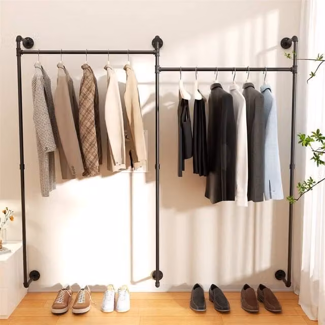 EONLION Black Lacquered Metal Wall Mounted Clothes Rail, Width: 50 cm – 1