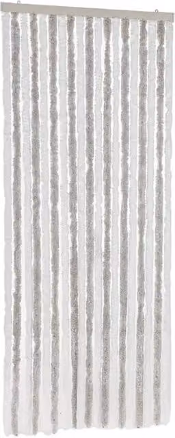 Berkfield Home Chenille Fly Curtain in Light Grey and White, W: 56 cm, H: 200 cm