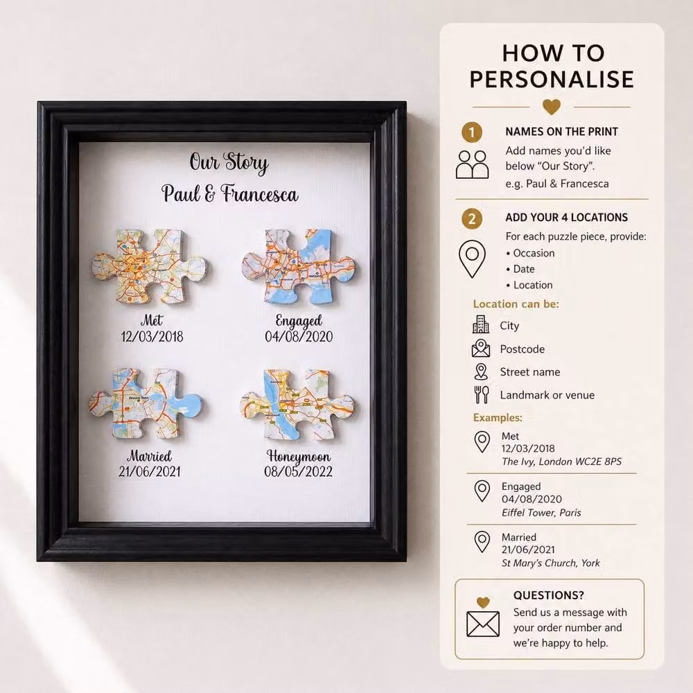 Fragranced Humour Wedding Anniversary Map Print in Black and White – 4