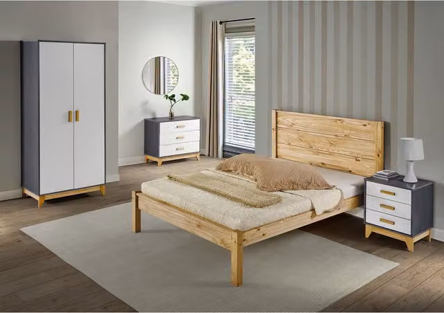 Seconique Barton 5' King Bed in Brown Waxed Solid Pine, W/D/H: 180 x 200 cm