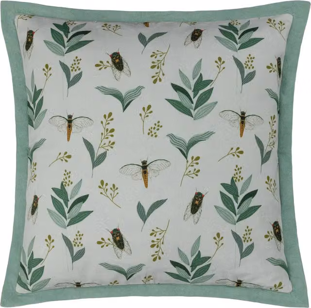 Make It A Home Lacewing Floral Square Cushion in Green and White