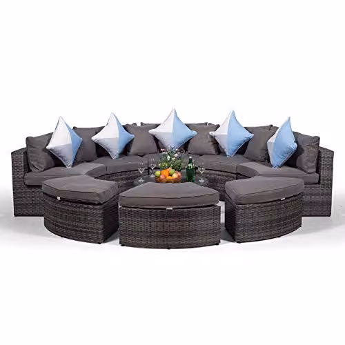 Thats Furniture Monaco Luxury Large U-Shape Rattan Garden Sofa Set in Grey with Coffee Table and Ottoman – 5