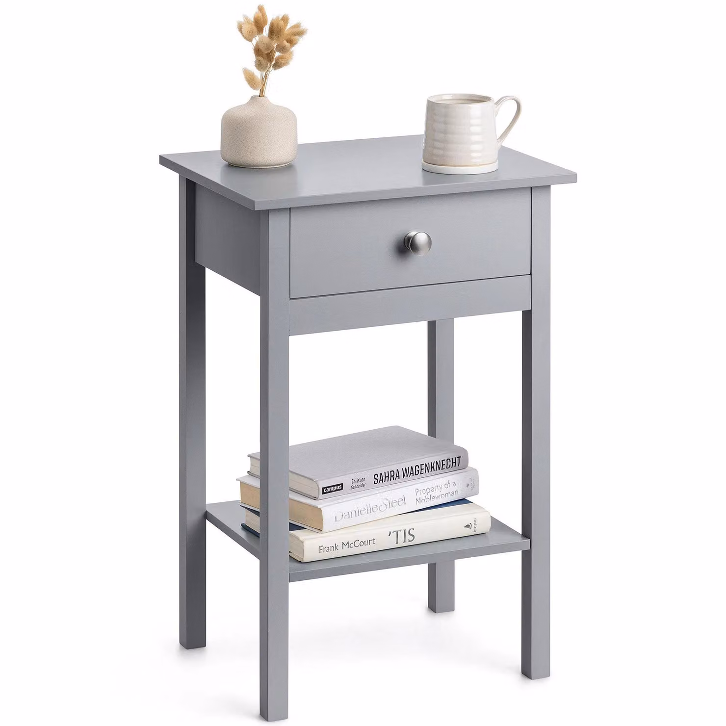 Christow Grey Bedside Table with Drawer and Shelf, W/D/H: 40 x 30 x 60 cm – 2