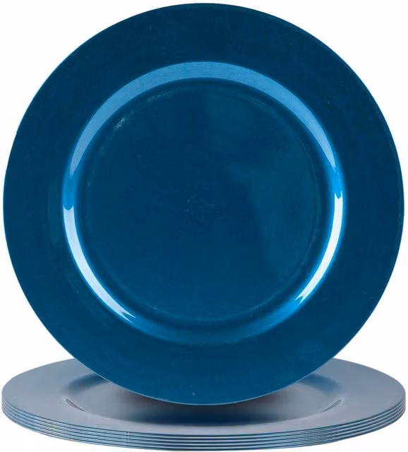 Argon Tableware Blue Metallic Melamine Charger Plates, Set of 6