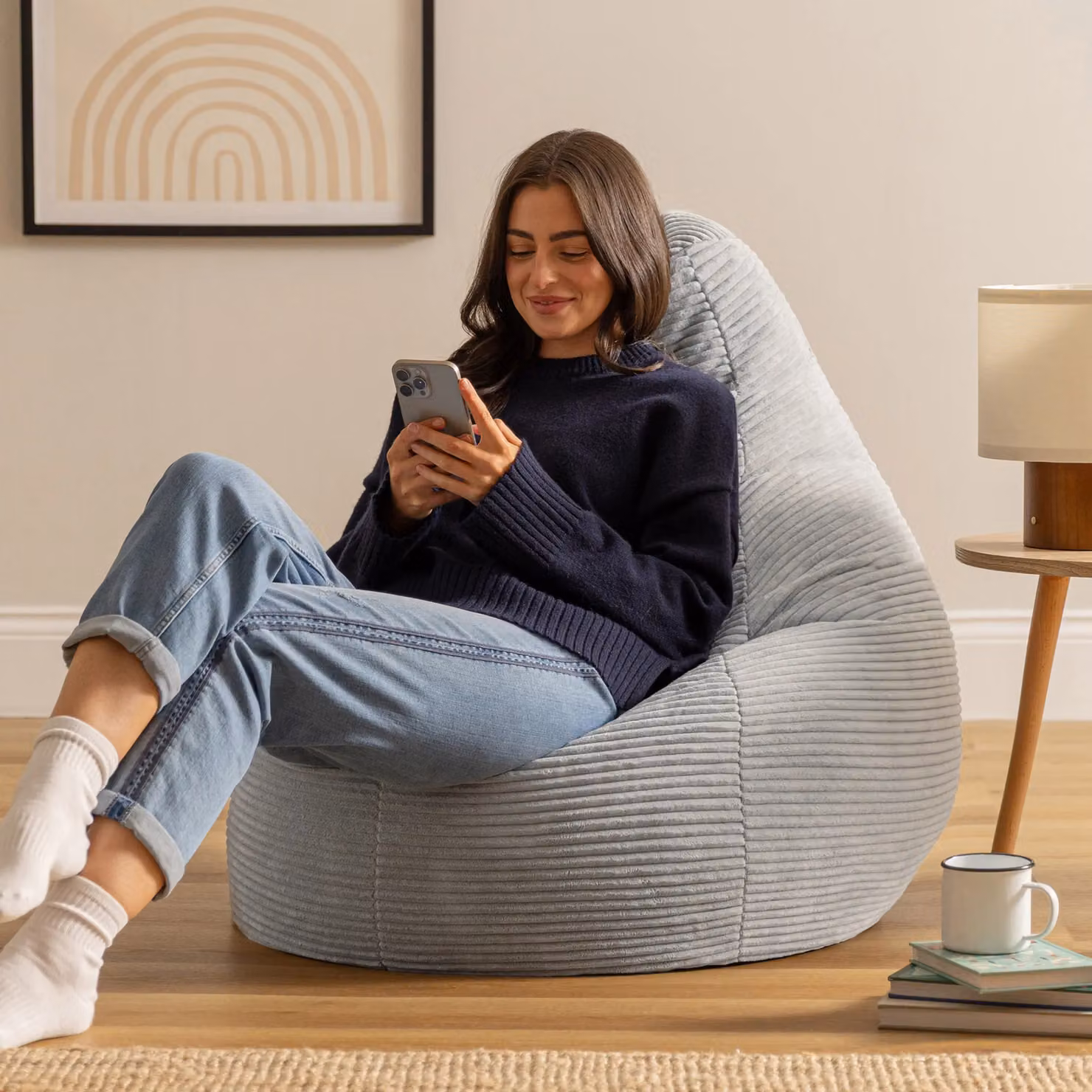 ICON Dalton Cord Adult Bean Bag Chair Set of 2 in Grey – 2