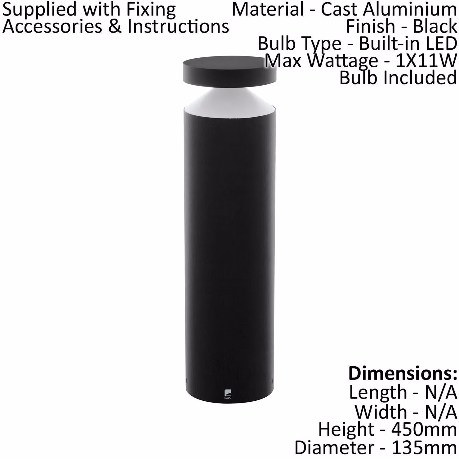 Loops 2 Pack Black Cast Aluminium IP44 Outdoor LED Pedestal Garden Post Lights – 2
