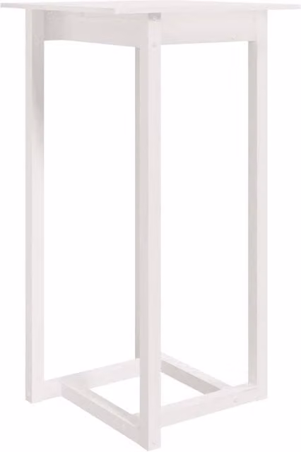 Berkfield Home White Rustic Square Bar Table in Solid Pine, W/D/H: 60 x 60 x 110 cm