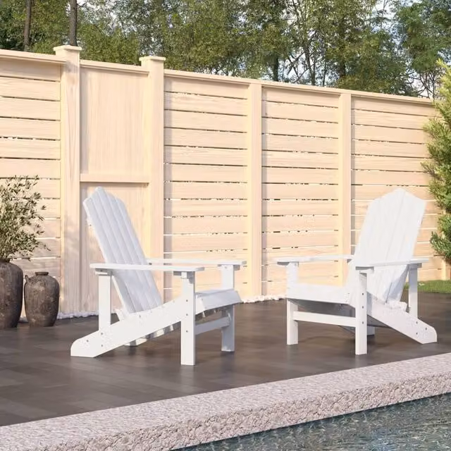 Berkfield Home Garden Adirondack Chairs, 2 Piece Set, White HDPE Plastic – 1