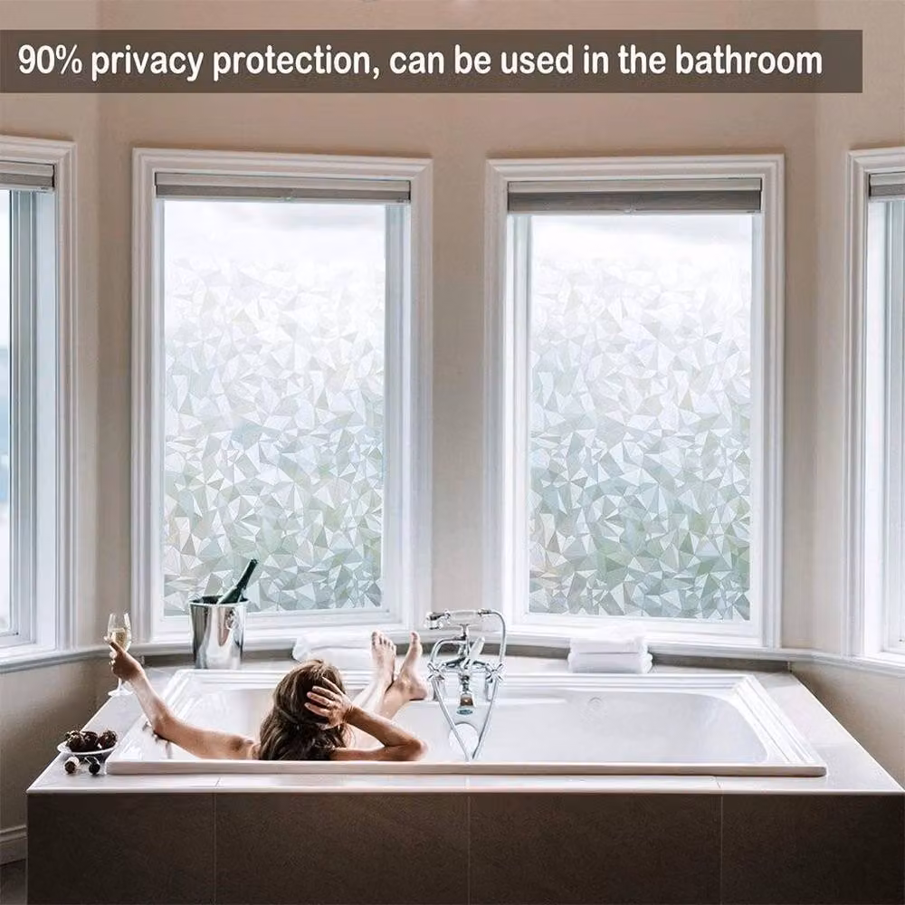 FLAVORA Self Adhesive Etched Privacy Glass Vinyl Window Film in Silver, 0.6m2 – 4