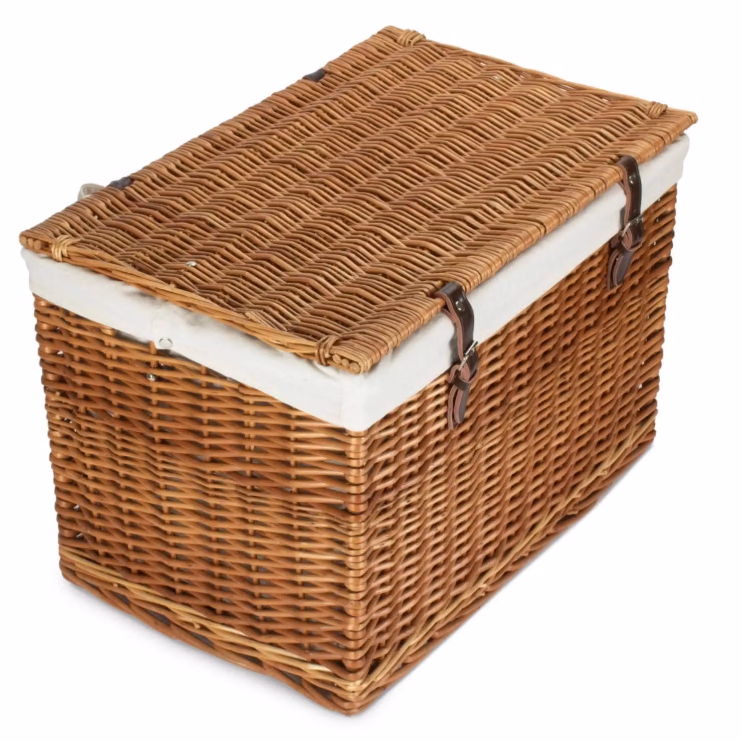 Red Hamper Double Steamed Chest Picnic Basket with White Cotton Lining, W/D/H: 61 x 40 x 40 cm – 2