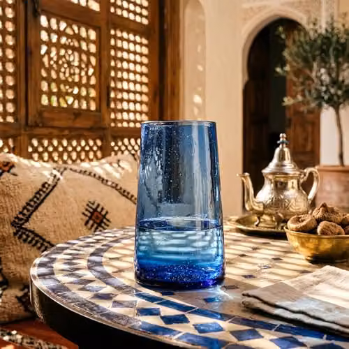 Nicola Spring Merzouga Blue Glass Tumbler Highball Glasses, 320ml, Pack of 6 – 2