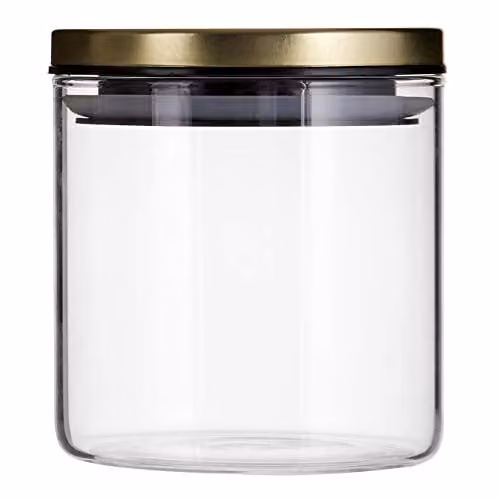 Orsina Freska Airtight Glass Storage Jar with Gold Metal Lid and Silicone Seal, 550 ml, Transparent – 1