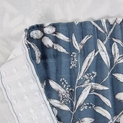 Sundour Aviary Blue Pencil Pleat Taped Curtains, Semi-Transparent Floral Design, Width: 117 cm, Drop: 137 cm – 4