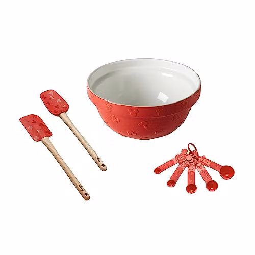 Prestige Disney Bake Mickey Mouse Red Ceramic Mixing Bowl and Silicone Kitchen Utensils Set – 1