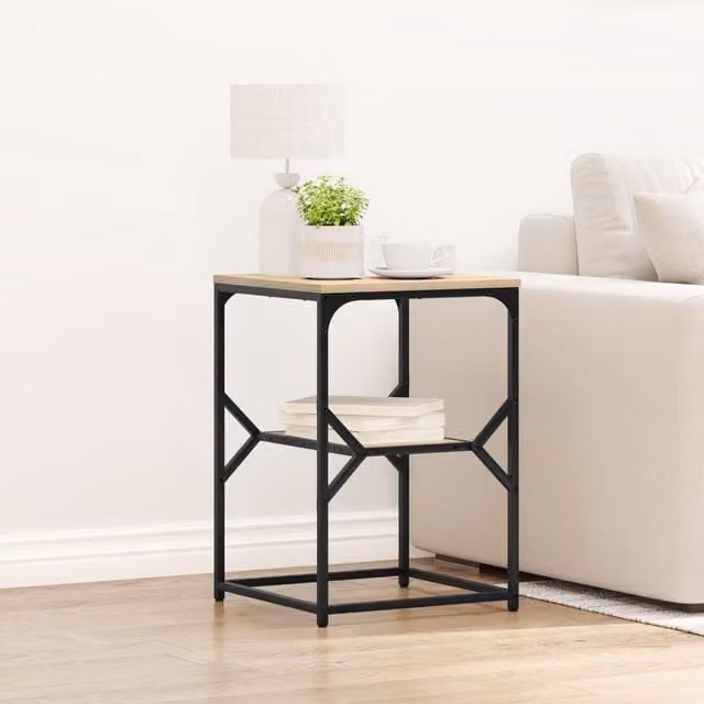 Berkfield Home Sonoma Oak Side Table in Black, W/D/H: 41 x 40 x 60 cm – 1