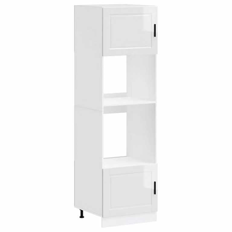 Berkfield Home Porto Gloss White Engineered Wood Oven Cabinets, 2 Pack, H 207 cm x W 60 cm x D 57 cm