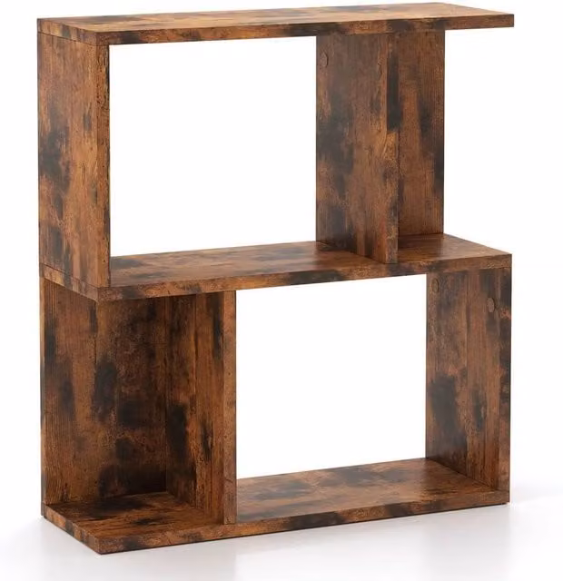 SPETLEK Space 3-Tier Freestanding Side Table in Rustic Brown