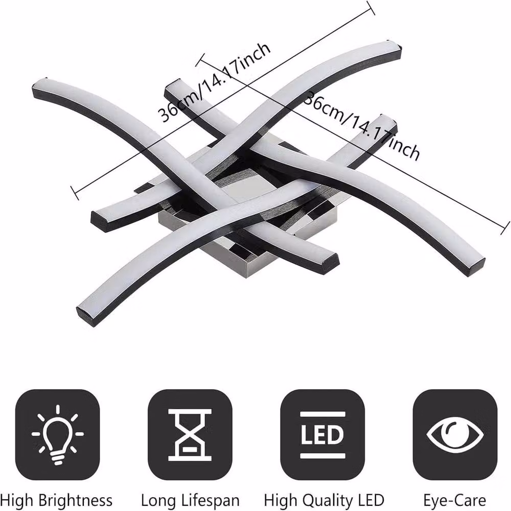 EONLION 24W Modern LED Ceiling Light in Black with Cool White Light – 2