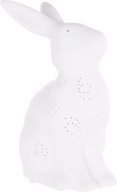 Orsina White Ceramic Rabbit Night Light, Decorative Animal Bedside Lamp for Kids' Nursery, W/D/H: 17 x 17 x 27 cm
