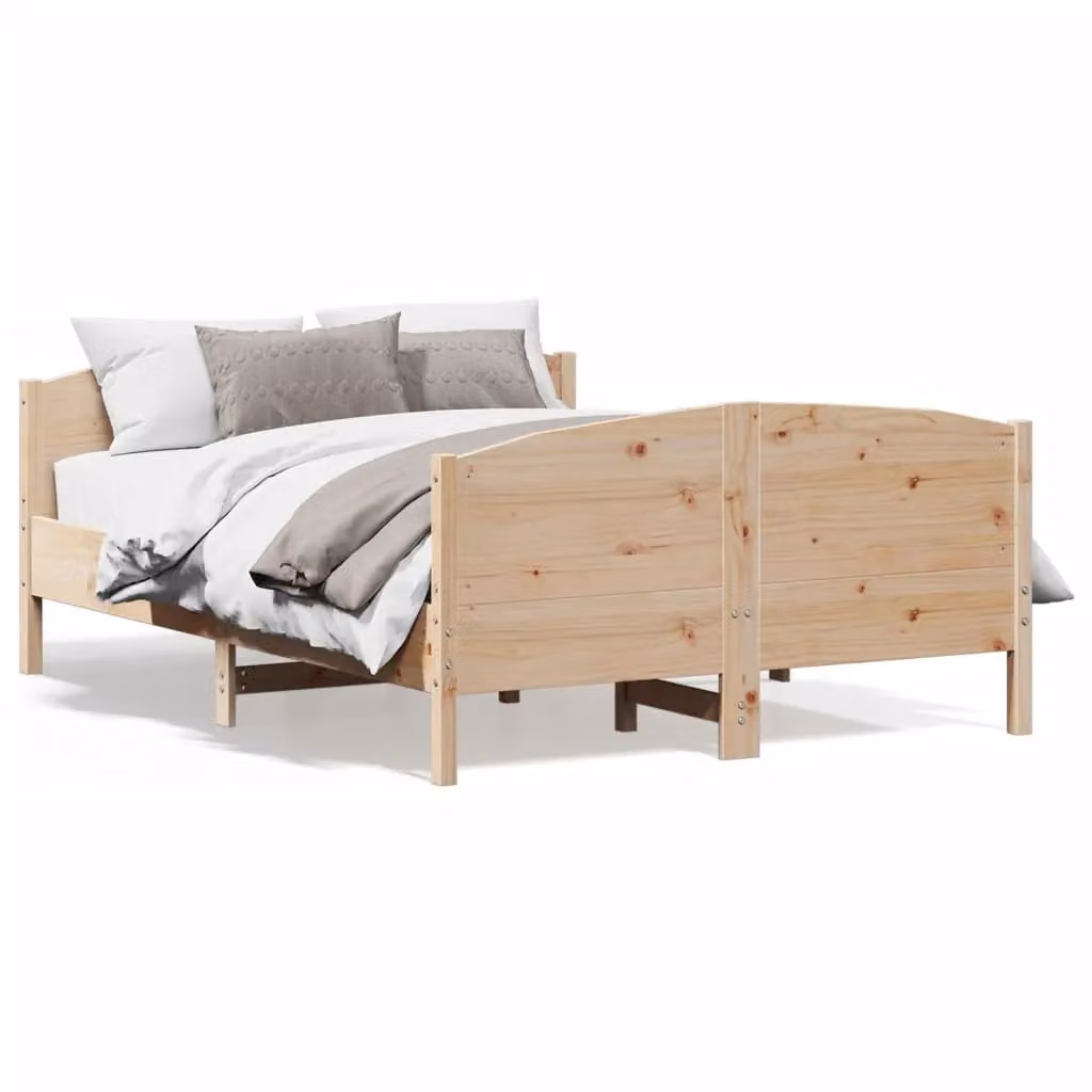 Berkfield Home Small Double Bed Frame in Brown Solid Pine Wood, W: 120 cm, D: 200 cm – 2