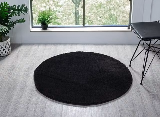 Desire Rugs Plain Modern Square Washable Non-Slip Area Rug, Black, W/D: 100 x 100 cm
