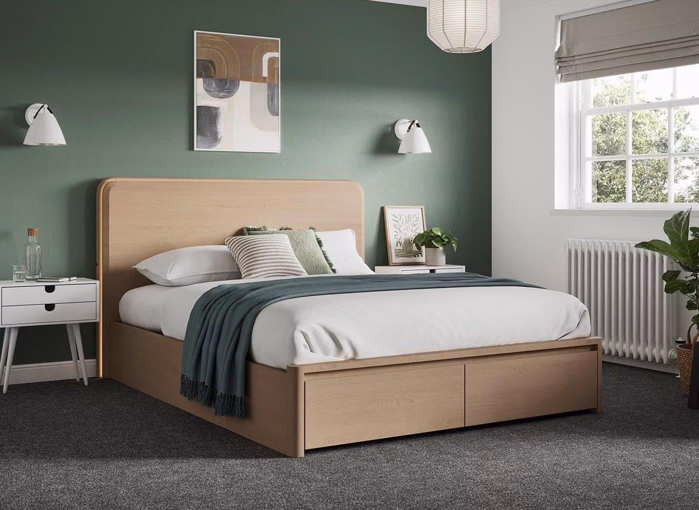 Dreams Roman LED Solid Wood Ottoman Bed in Beige