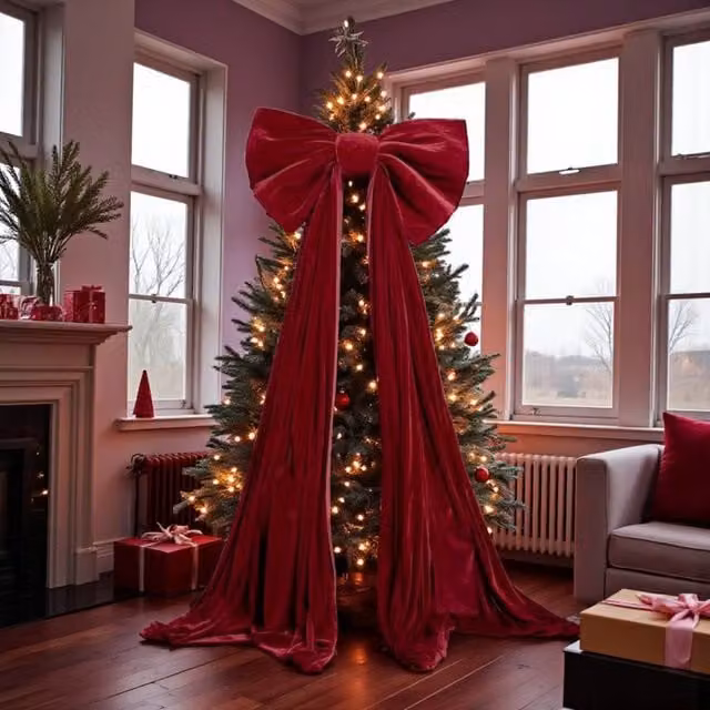 Garden Greatness Grand Giant Red Velvet Hanging Bow