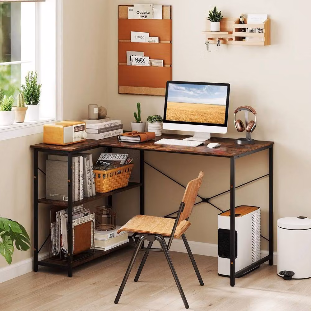 KORVIXA L-shaped Corner Gaming Desk in Brown – 3