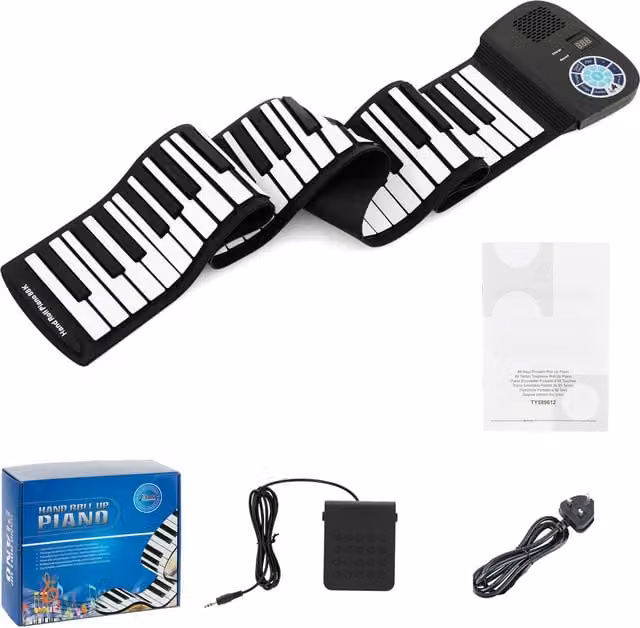 Costway Portable 88-Key Hand Roll Digital Piano Keyboard with Bluetooth and USB, Black
