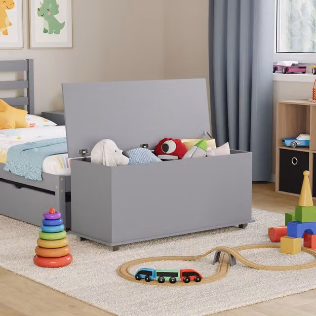 Vida Designs Leon Grey Storage Ottoman Toy Box