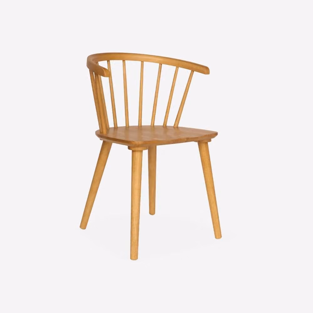 sweeek Set of 4 Classic Dining Room Chairs in Brown with Armrests, Rubberwood and MDF, W/D/H: 45 x 47.5 x 76 cm – 2
