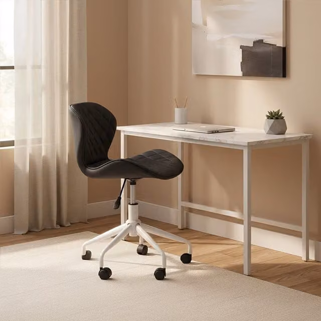 Interiors by Premier Modern Ergonomic Swivel Home Office Chair in Black and White Faux Leather