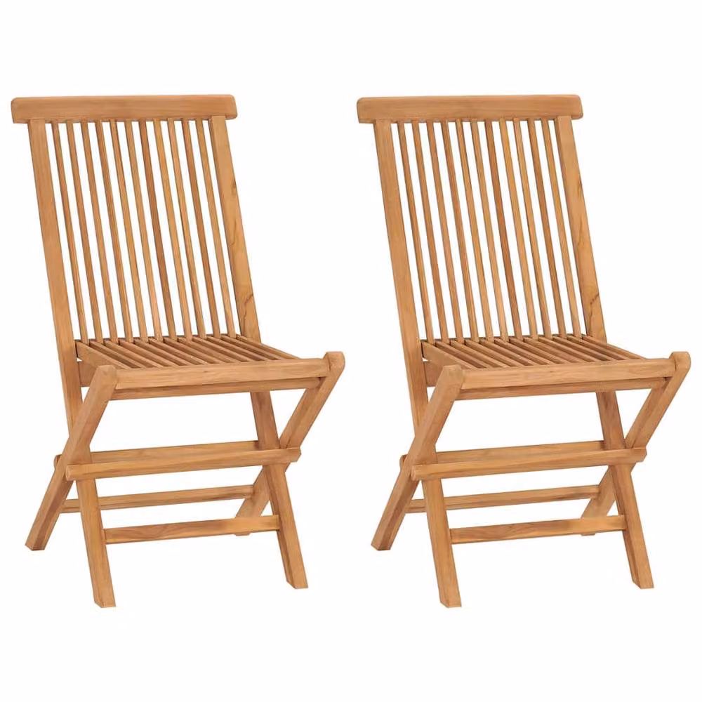 Berkfield Home Beautiful Folding Garden Chairs, Set of 2, Solid Teak Wood, Brown – 2