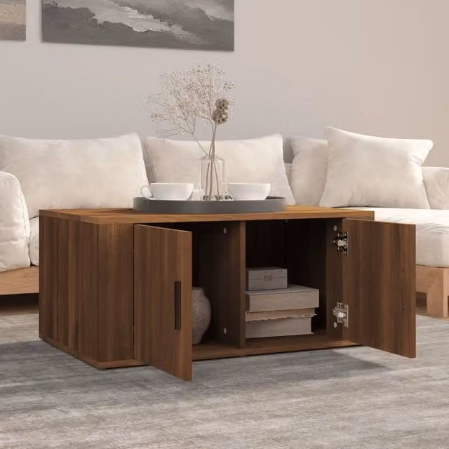 Berkfield Home Modern Brown Oak Decorative Coffee Table, W/D/H: 80 x 50 x 36 cm – 1