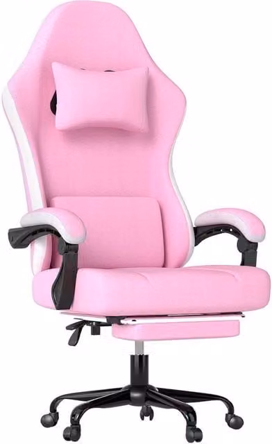 VOGREX Pink Fabric Adjustable Swivel Recliner Gaming and Office Chair