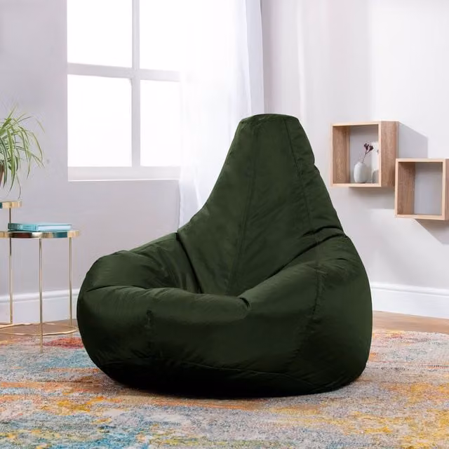 ICON Dalton High Back Adult Gaming Bean Bag Chair for Indoor and Outdoor Use, Green